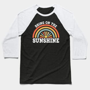 Vintage Retro Summer Sunset Rainbow Bring On The Sunshine Baseball T-Shirt